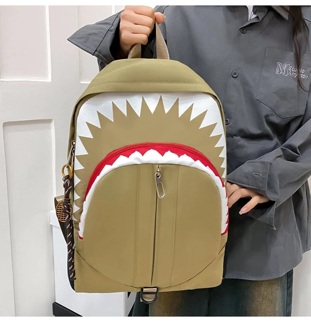 Luminous Shark Mouth Backpack | Large Capacity USB Laptop Bag