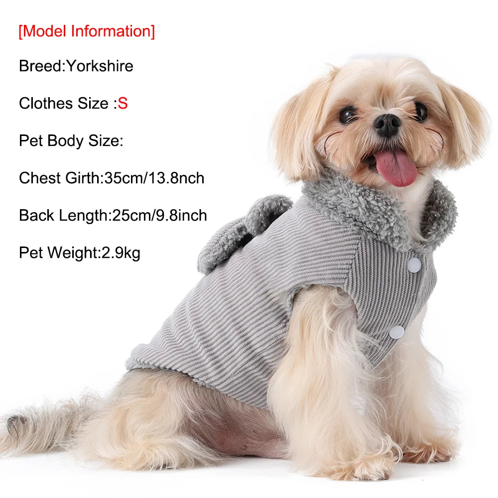 Winter Warm Cat Costume | Cute Corduroy Pet Jacket for Dogs & Cats
