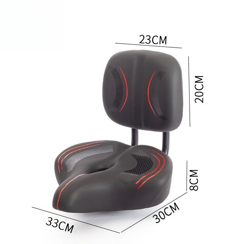 Oversized Comfort E-Bike Saddle with Backrest | PU Leather Seat