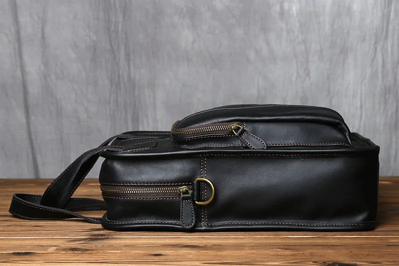 Men's Leather Messenger Bag | Casual Briefcase for 14 Inch Laptop