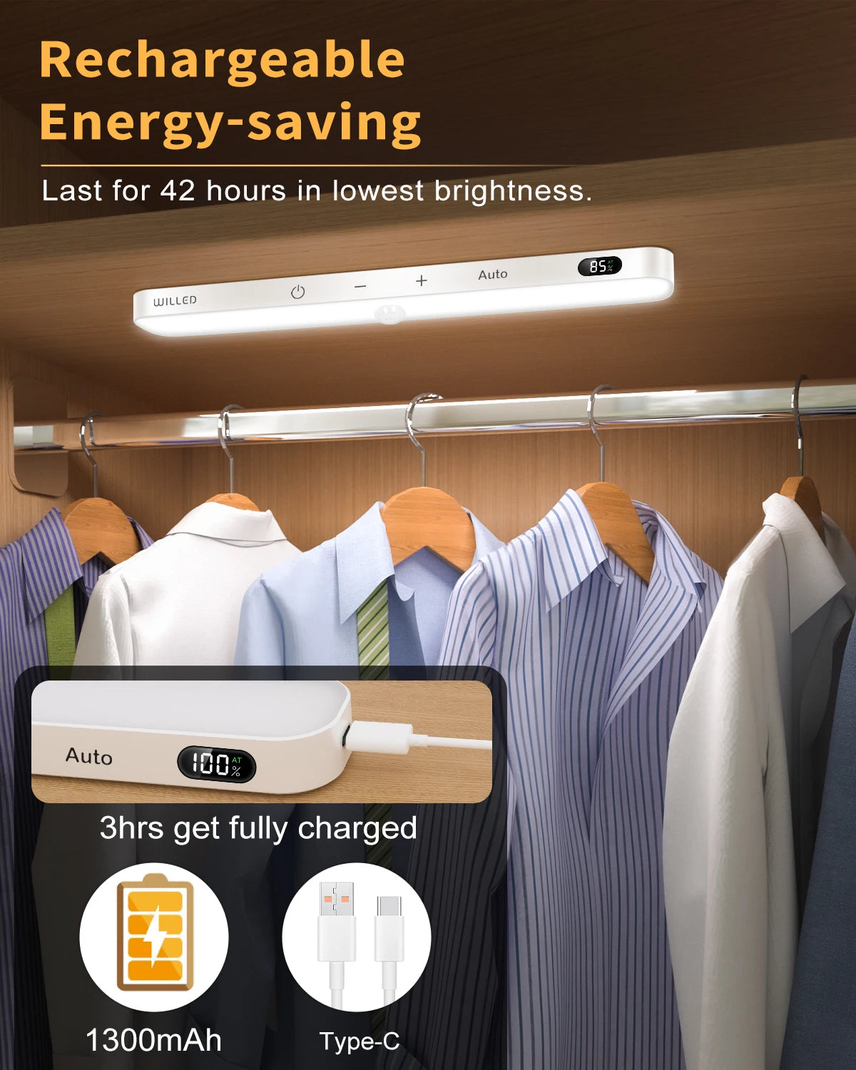 Motion Sensor LED Cabinet Light | Wireless Rechargeable Night Light