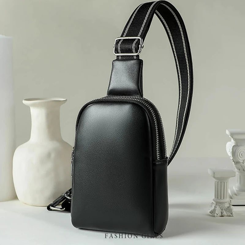 Unisex Soft Leather Chest Bag | Versatile Crossbody Waist Bag