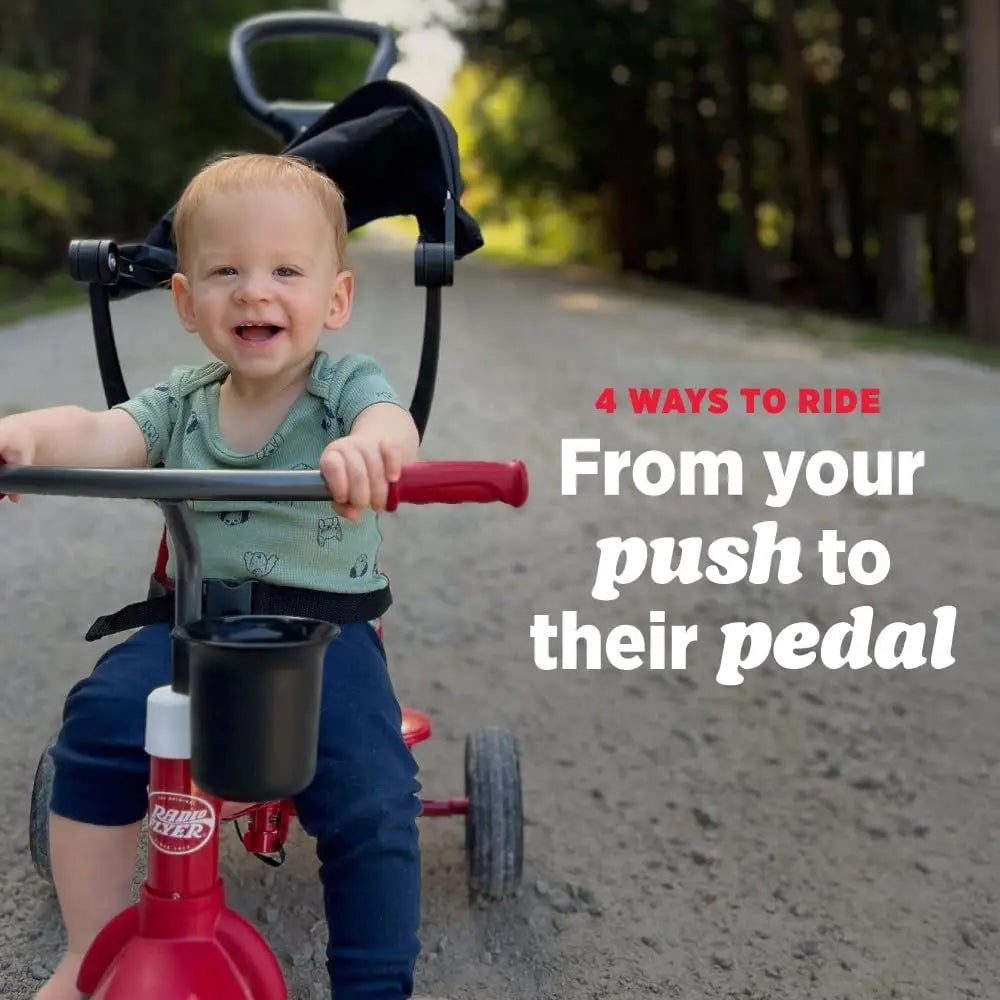 4-in-1 Toddler Tricycle with Canopy and Adjustable Features
