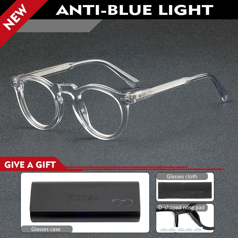 Personalized Retro Round Frame Anti Blue Light Glasses - 2026