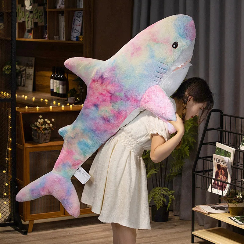 Giant Cute Colorful Shark Plush Toy | Soft Animal Pillow Cushion
