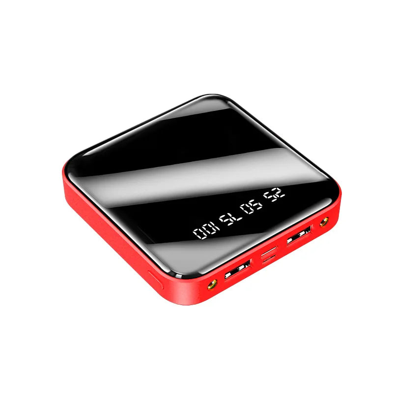High-Capacity Mini Power Bank with LED Display & Built-in Cable