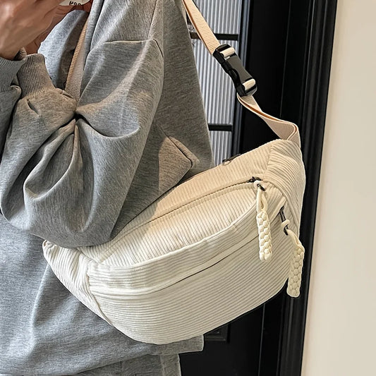 Vintage Women's Corduroy Waist Bag | Adjustable Crossbody Purse