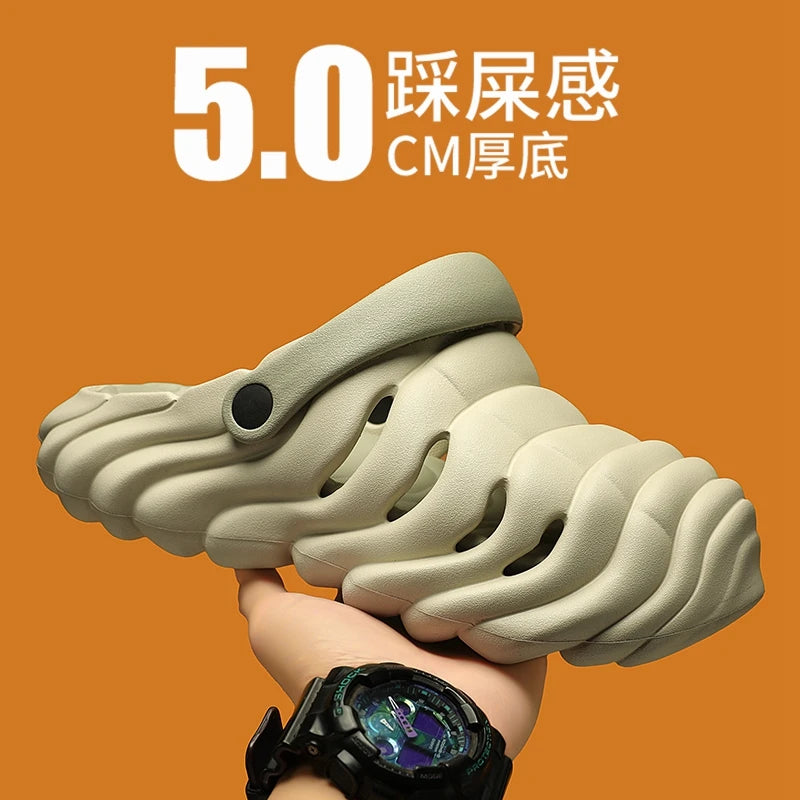 Men Fashion Closed Toe Beach Slippers Summer Trendy Casual Breathable Non Slip Slip on Street Daily Leisure Shoes