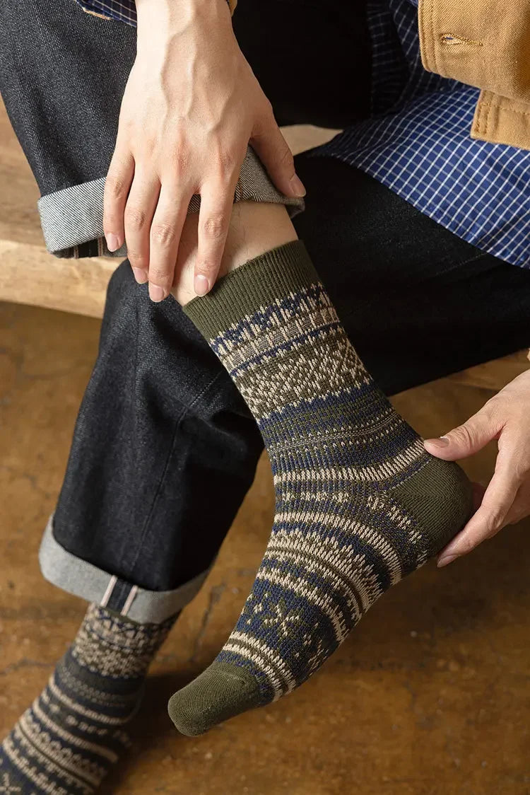 Men's Retro Geometric Pattern Middle Tube Socks | Stylish & Comfy