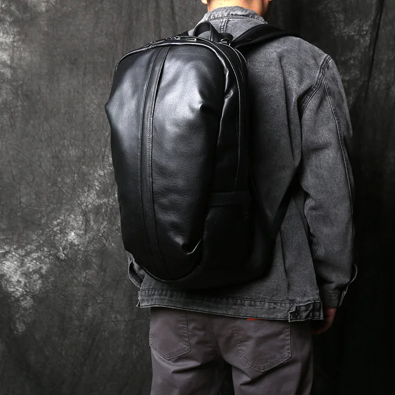Mochila de piel auténtica de gran capacidad para hombre | Perfecta para viajes y negocios