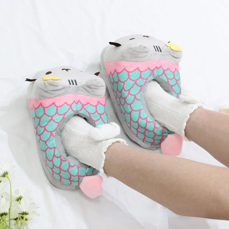 Cute Cartoon Cat Slippers | Cozy Plush Doll Indoor Shoes