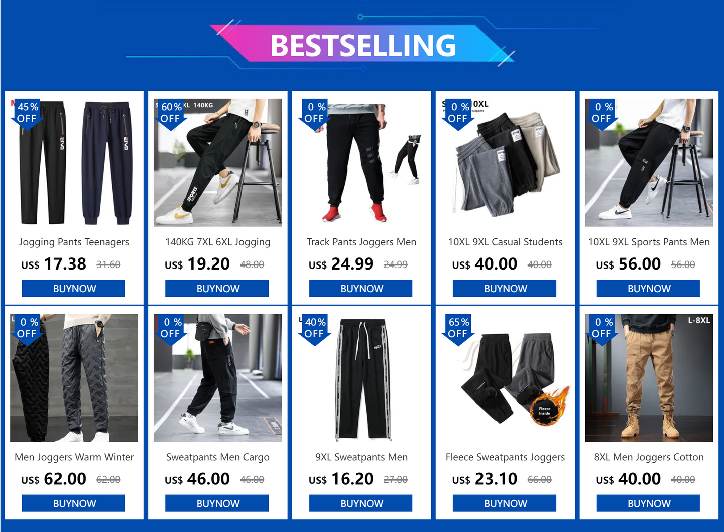 Plus Size Cotton Joggers for Men | Comfortable Ankle-Length Pants