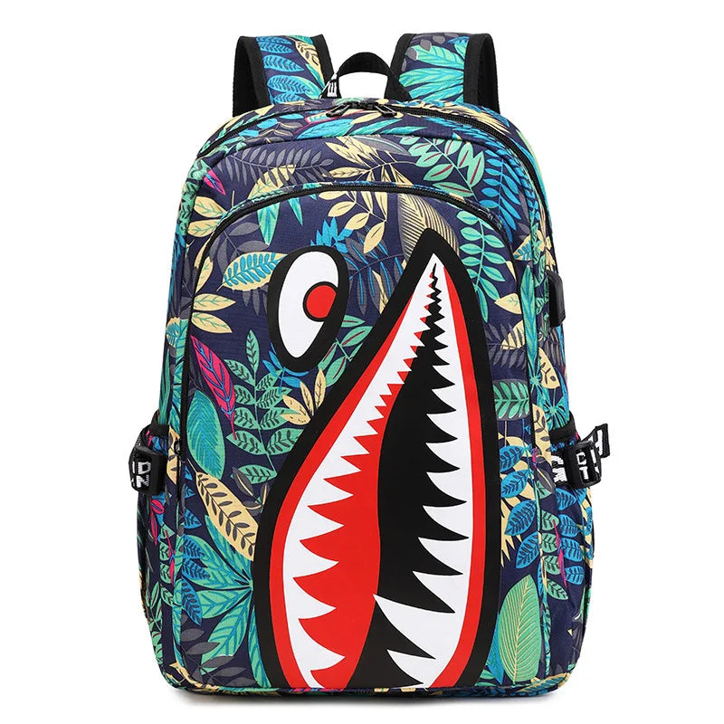 Cartoon Shark Print Backpack | Perfect for Primary School Students