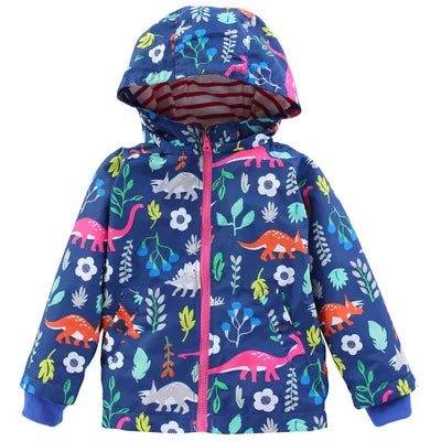 Cortavientos ligero con capucha y estampado de dinosaurios para niños pequeños