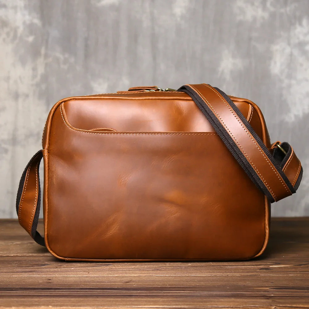 Retro Handcrafted Leather Men's Crossbody Bag | Versatile Fashion
