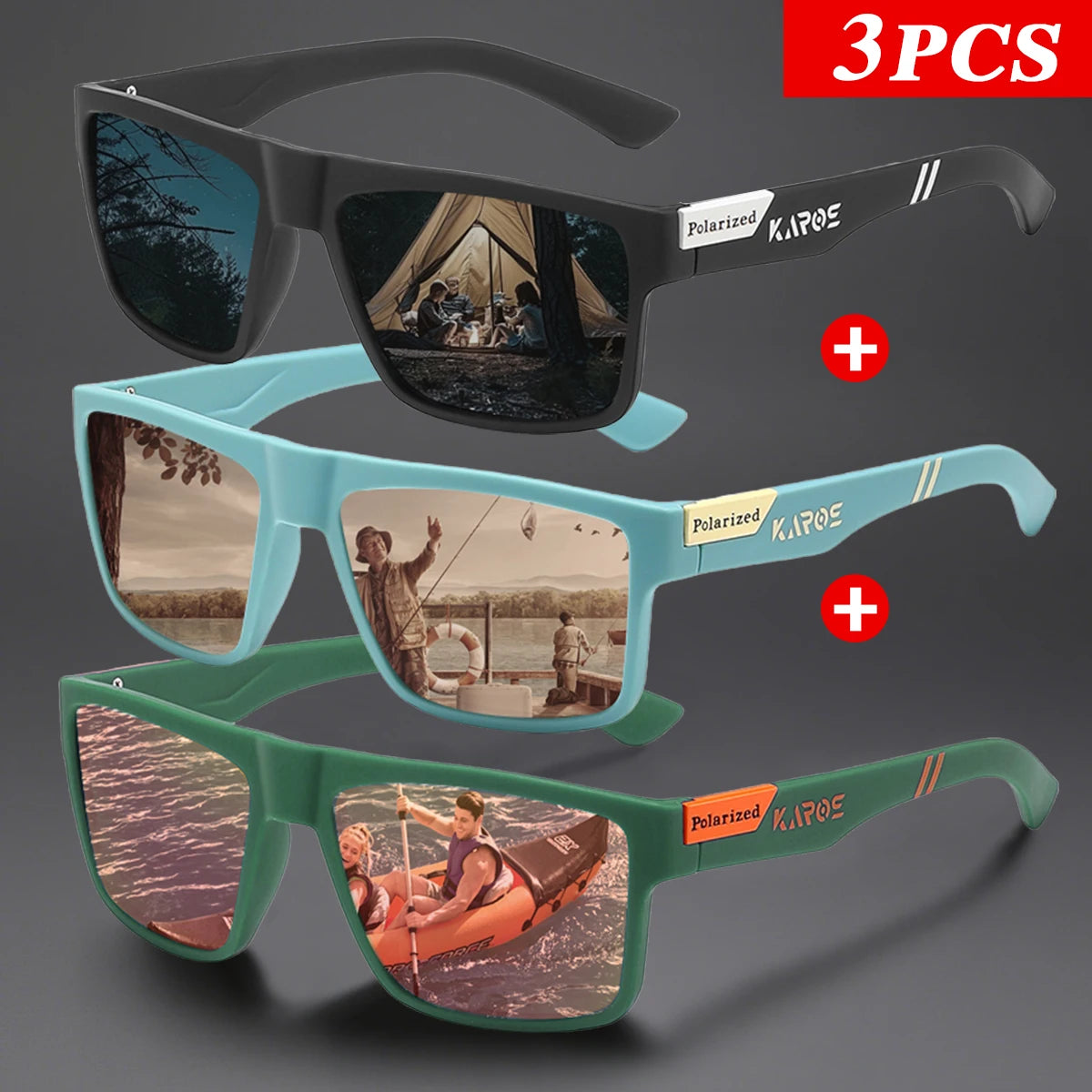 3-Piece Polarized Sport Glasses Set | UV400 Protection Eyewear