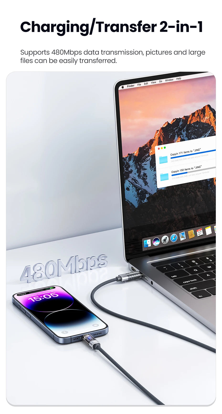 100W USB-C to USB-C Cable | Fast Charging & Data Transfer