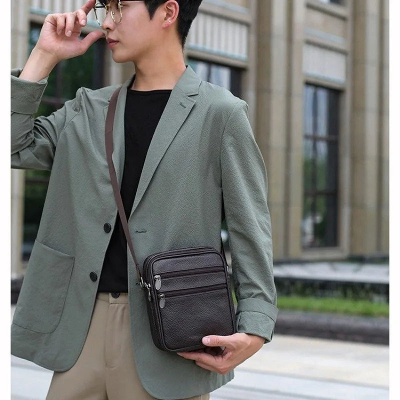 Men's Casual Sling Messenger Bag | Genuine Leather Crossbody