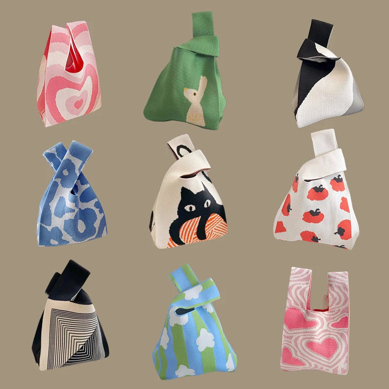 Chic Handmade Knit Mini Knot Wrist Bag for Women | Casual Tote