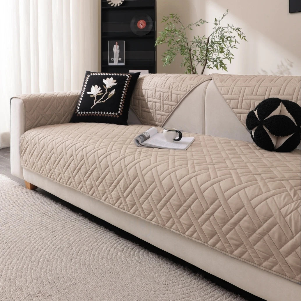 Geometric Quilted Non-Slip Sofa Cover | Universal Fit & All-Season