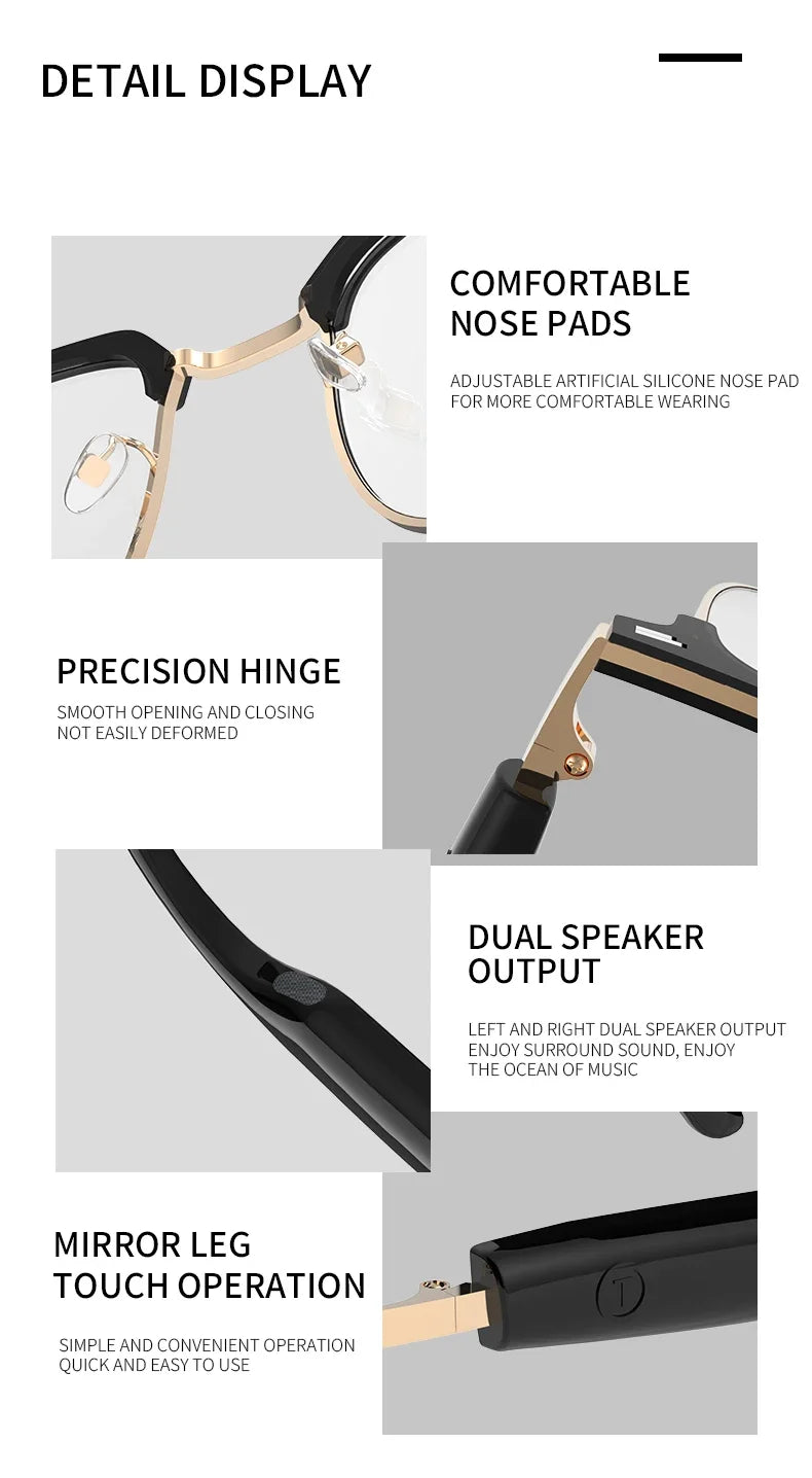 Smart Glasses with Color-Changing Lenses & Bluetooth Audio