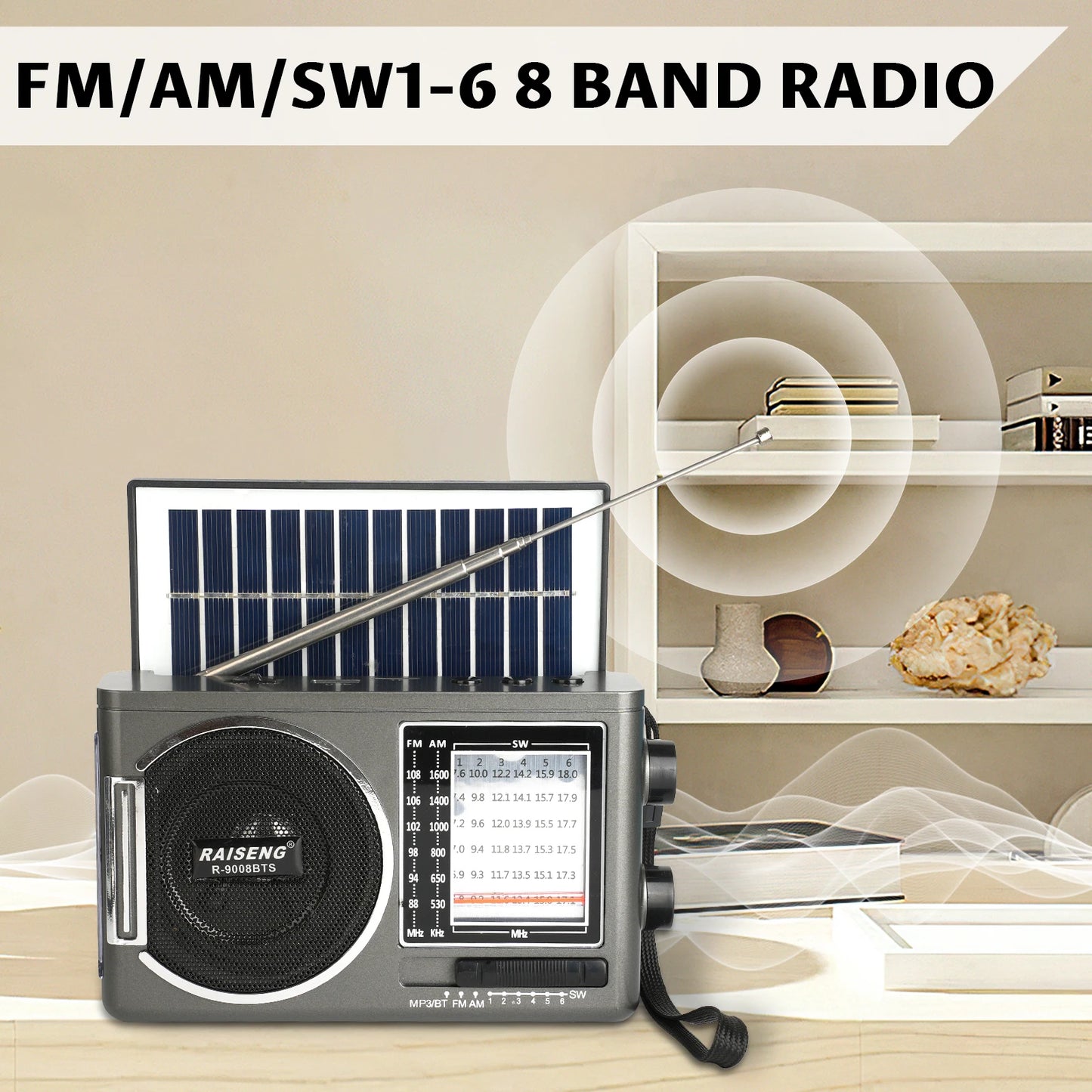 Portable Solar Radio | AM/FM Speaker with USB/TF Playback