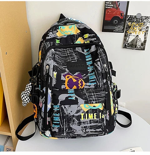 Trendy Personalized Graffiti Japanese Backpack | Large Capacity Book Bag
