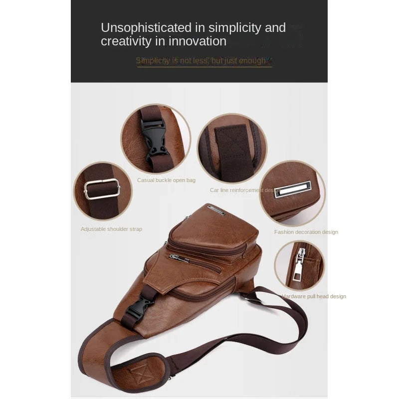Men's Chest Bag with Headphone Hole | Versatile USB Shoulder Pack