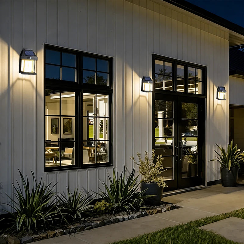 Outdoor Solar Wall Lights | Waterproof with 3 Lighting Modes