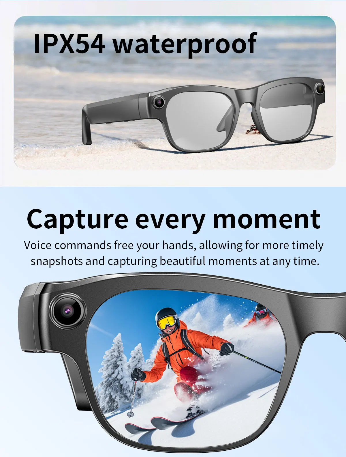 AI Smart Glasses with 8MP Camera & Multi-Language Translation