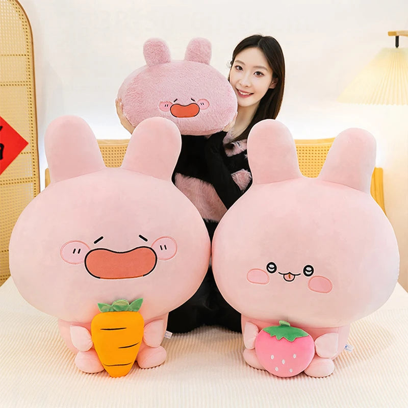 Large Pink Rabbit Plush Toy | Funny Expression Kids Stuffed Animal