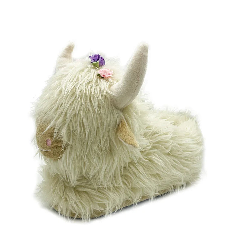 Highland Cattle Plush Slippers | Cozy Kawaii Animal Slides