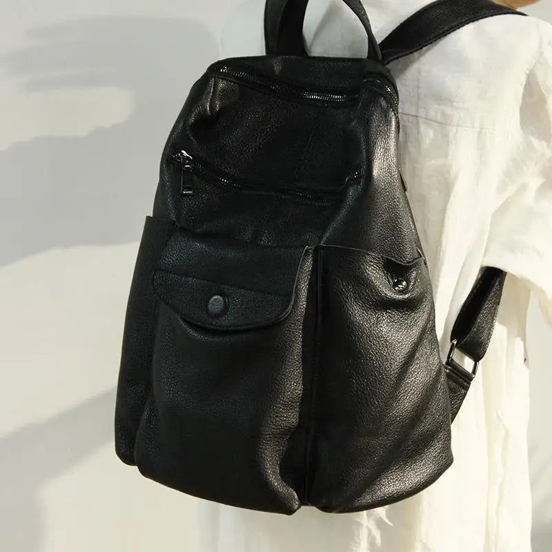High Capacity Leather Travel Backpack for Women | Versatile Fashion