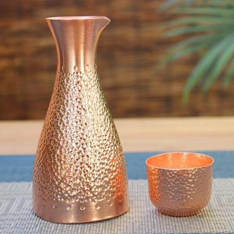 Copper Wine Warmer Wine Pot,Vintage Thickened Old-Fashioned Wine Cup,Pure Copper Small-Sized Sake Pourer,Japanese-Style Sake Pot