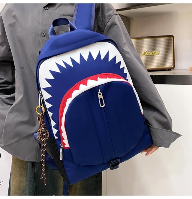 Luminous Shark Mouth Backpack | Large Capacity USB Laptop Bag