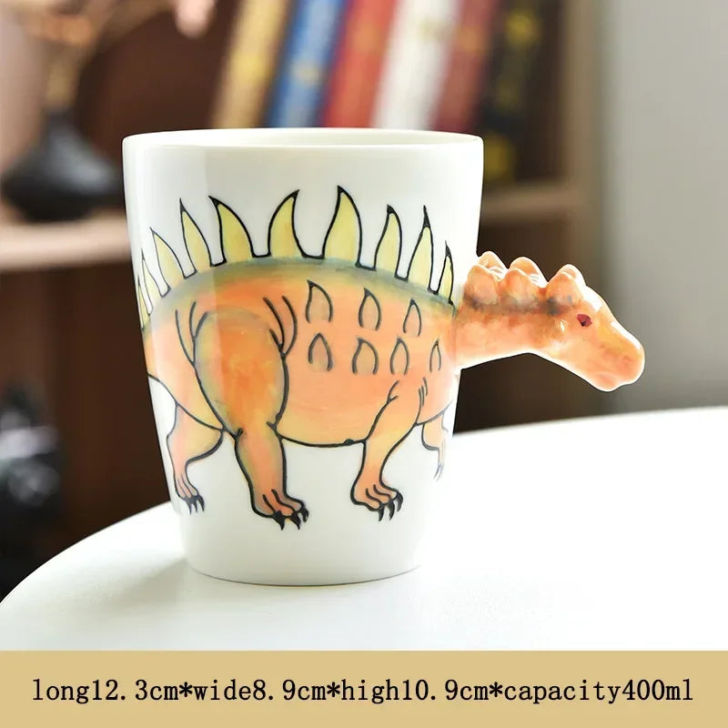 3D Dinosaur Ceramic Mug | Cute Long Necked Dragon Coffee Cup