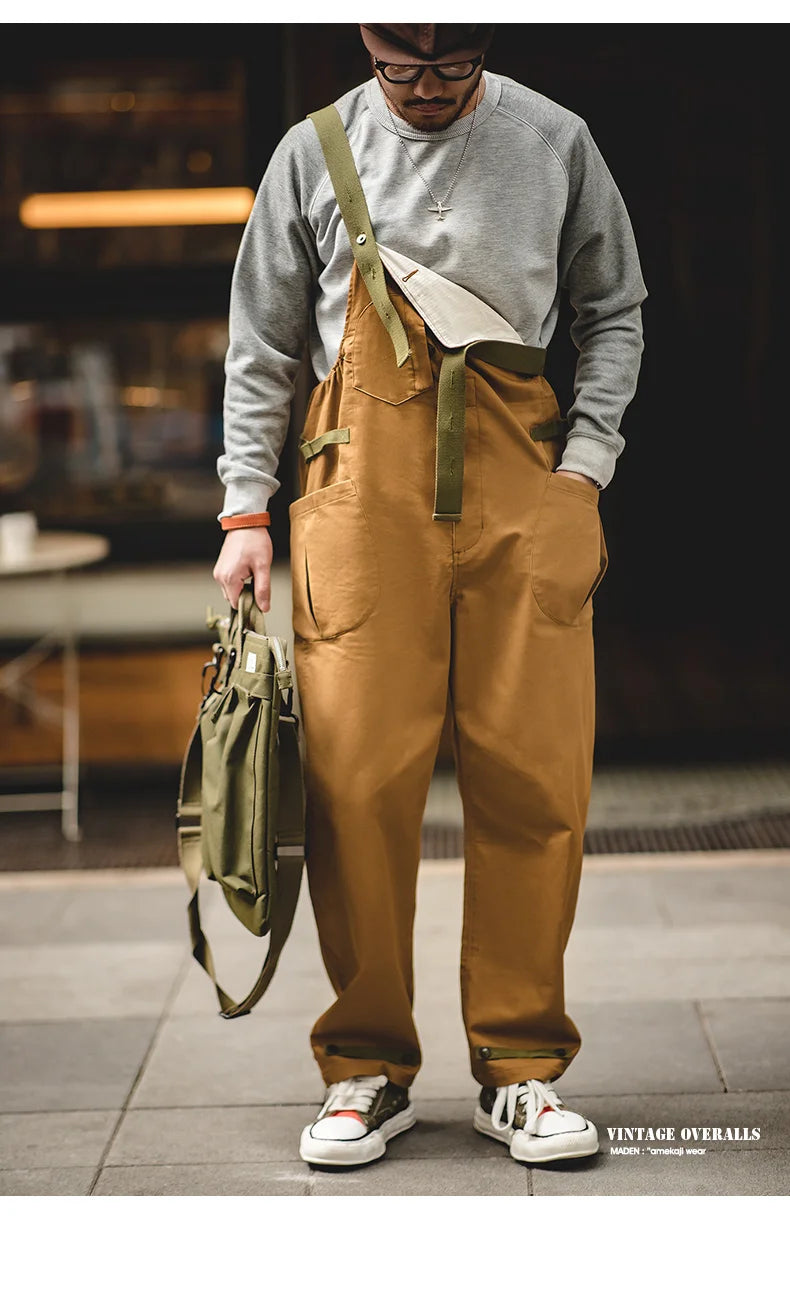 Men's Retro Strap Pants | Casual Loose Fit Barrel Style Trousers
