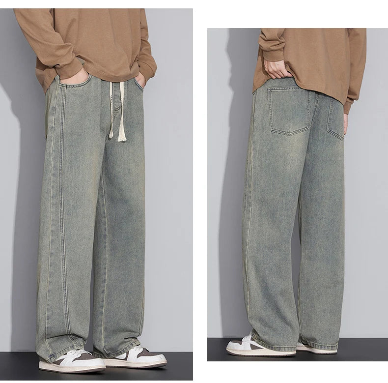 Men's Distressed Wide Leg Jeans | Casual Autumn Winter Style