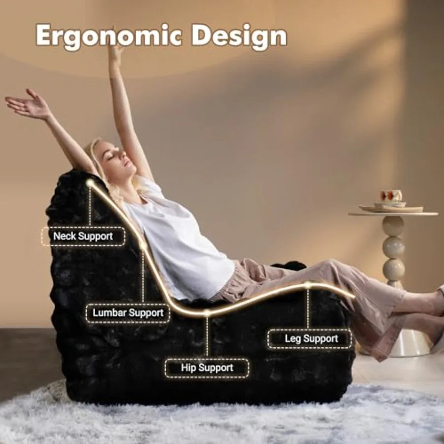 Giant Fluffy Bean Bag Chair for Adults | Oversized Floor Lounger