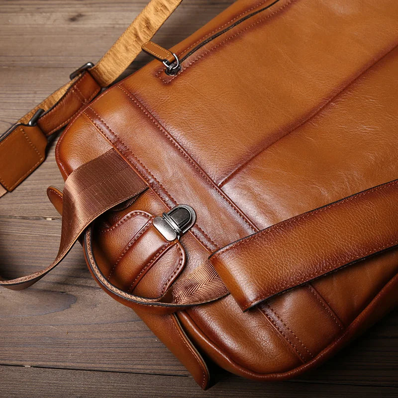 Men's Retro Cowhide Backpack | Stylish Large Capacity Leather Bag