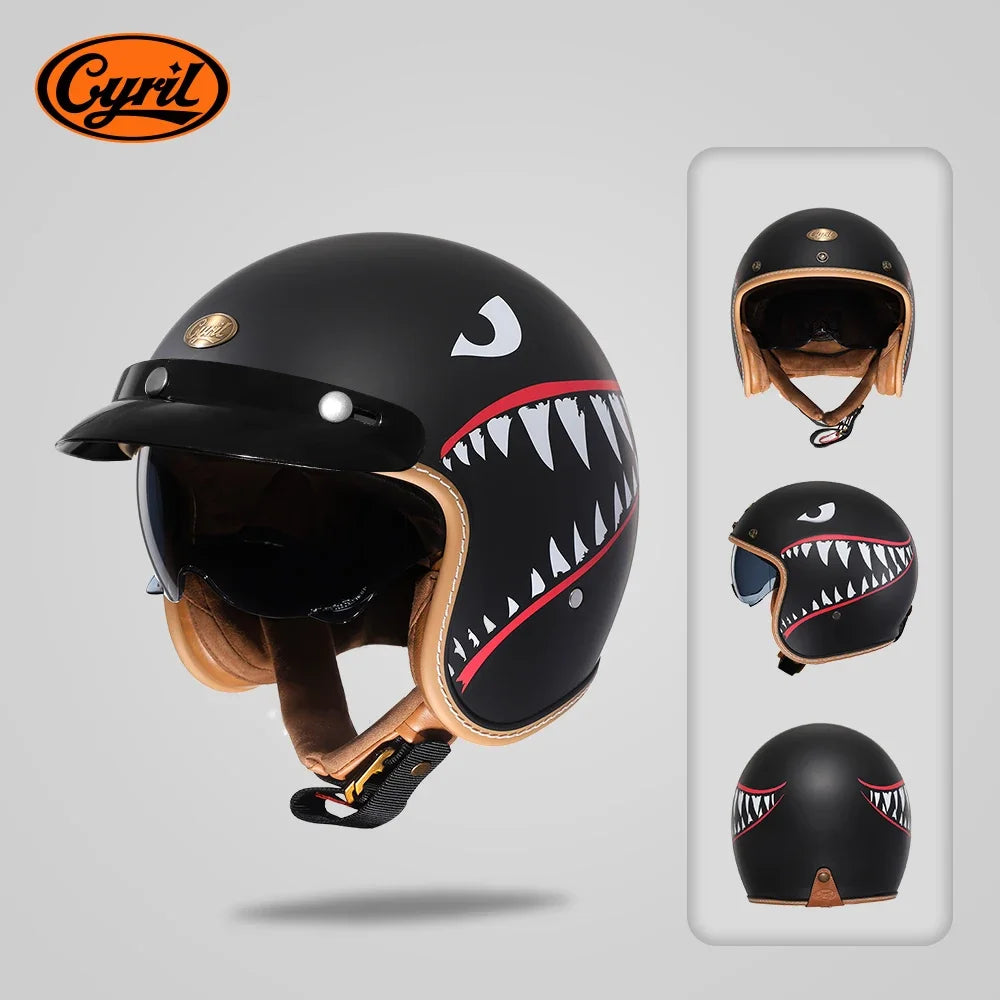 Lightweight Retro Open Face Motorcycle Helmet for Men & Women