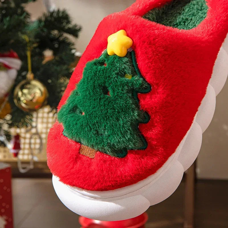 Cute Christmas Tree Fluffy Slippers | Cozy Indoor/Outdoor Slides