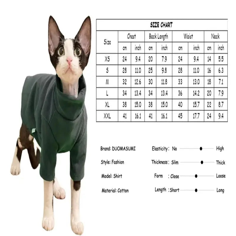 Soft Cotton Winter Outfit for Sphynx Cats | Warm Pet Sweater