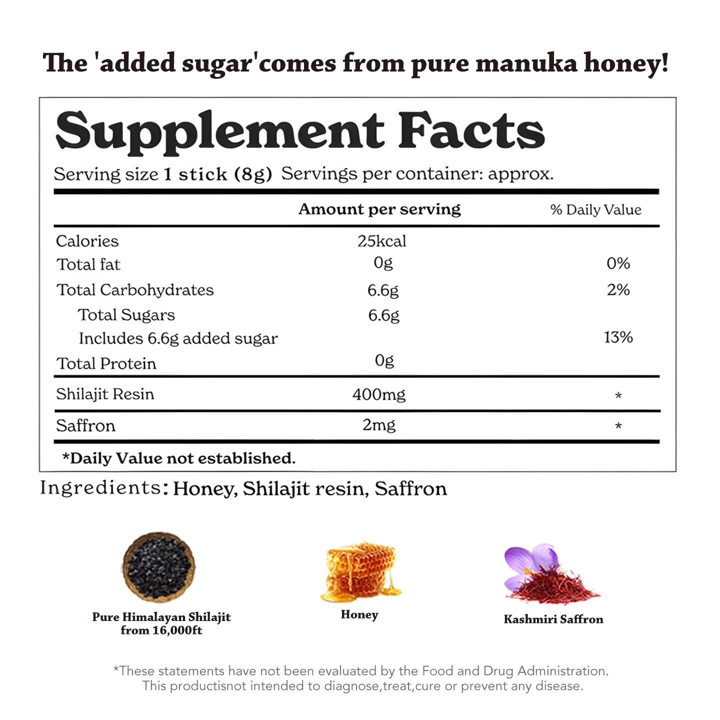 Shilajit Honey Sticks with Saffron for Energy & Mood Balance