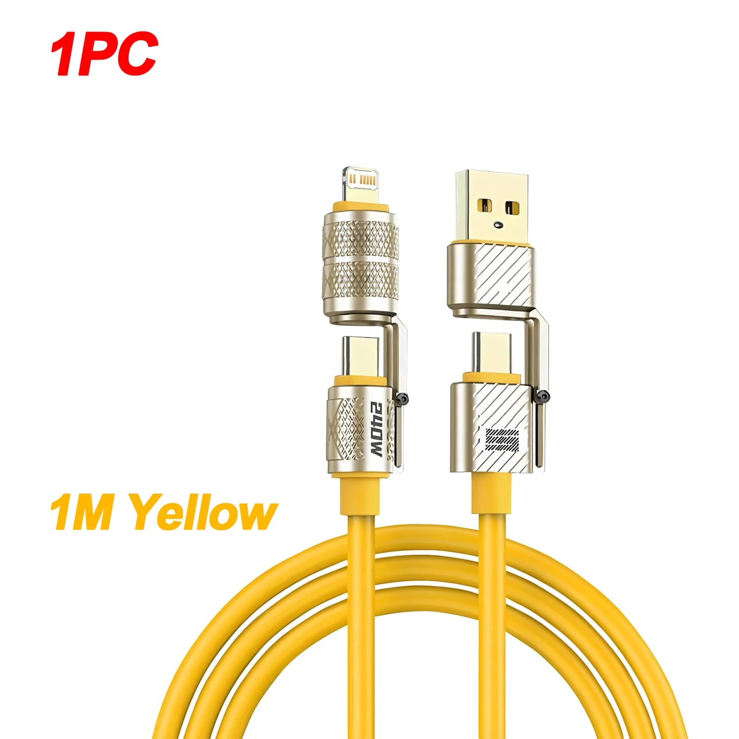 1PC 2PCS 240W USB-C 4IN1 Fast Charger Cable for iPhone Usb Type C Fast charging For iPhone Xiaomi PD 2-in-2 data cable USB Cable