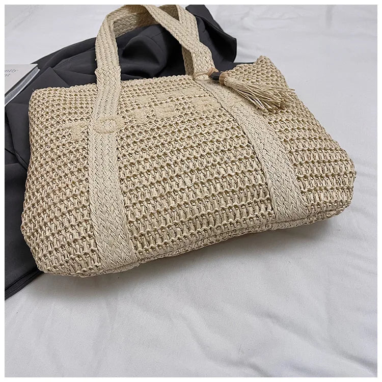 Hand-Woven Summer Handbags | Large Capacity Tote with Tassel