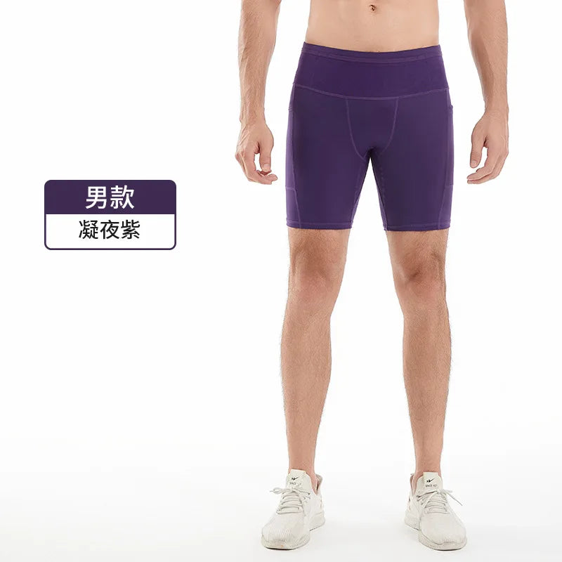 Quarter Length Compression Running Shorts with Multi-Pockets