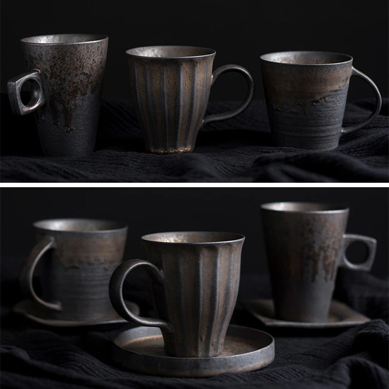 Vintage Ceramic Tea and Coffee Cup with Wooden Handle