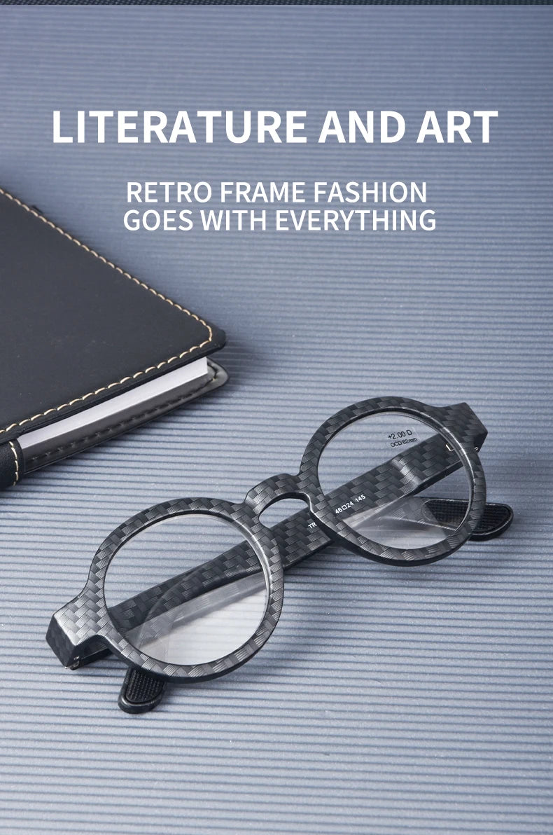 Guanhao Brand Men Reading Glasses Vintage Round Frame Clear Elderly Glasses Thick Frame Large Frame Women's Presbyopia Glasses