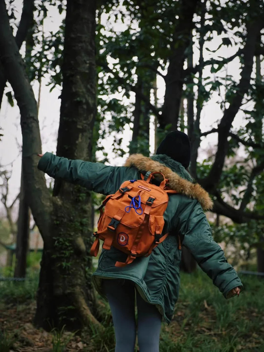 Unisex Casual Orange Nylon Waterproof Backpack | Large Capacity